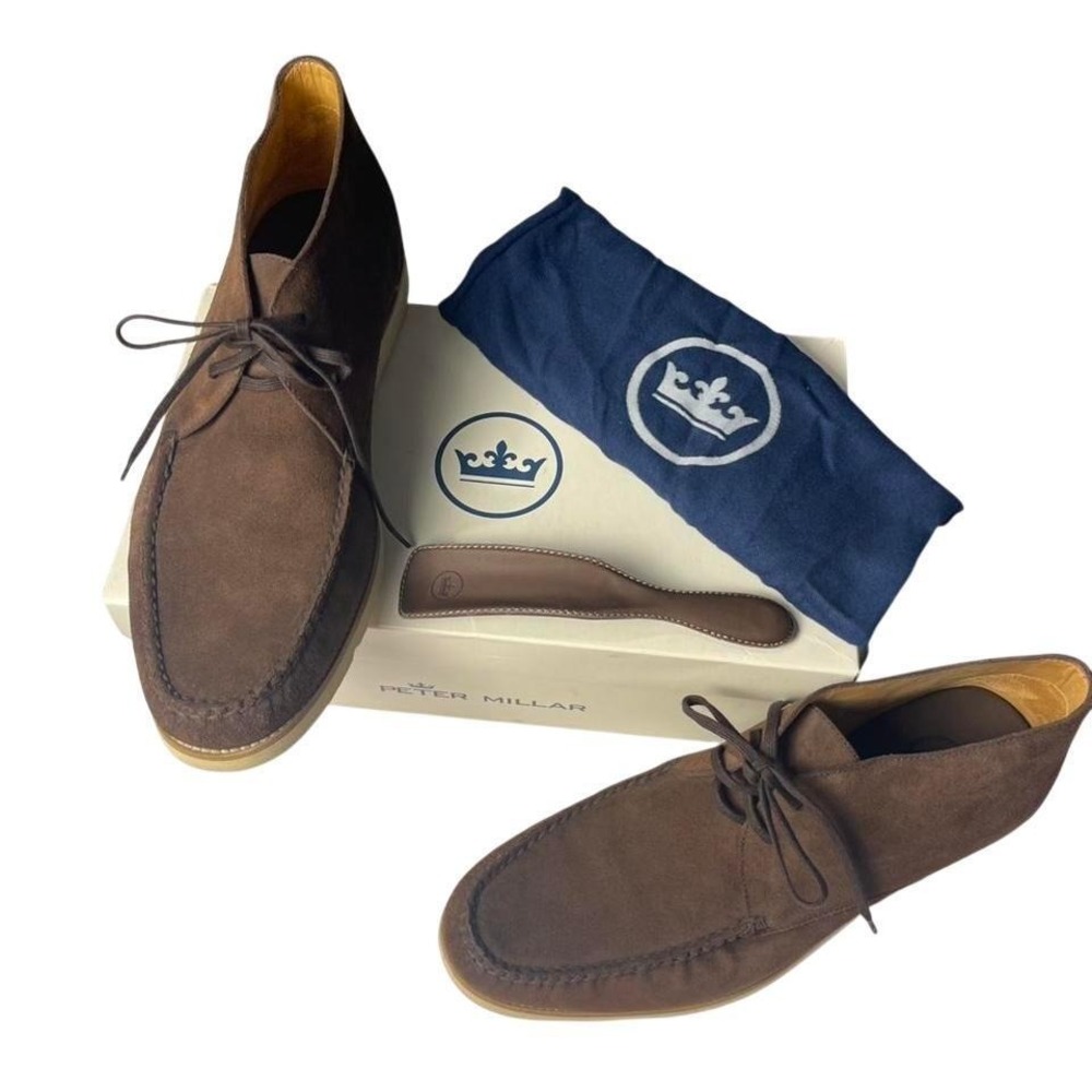 Peter Millar Men's 11.5 Brown leather suede chukka ankle boots Made in Brazil